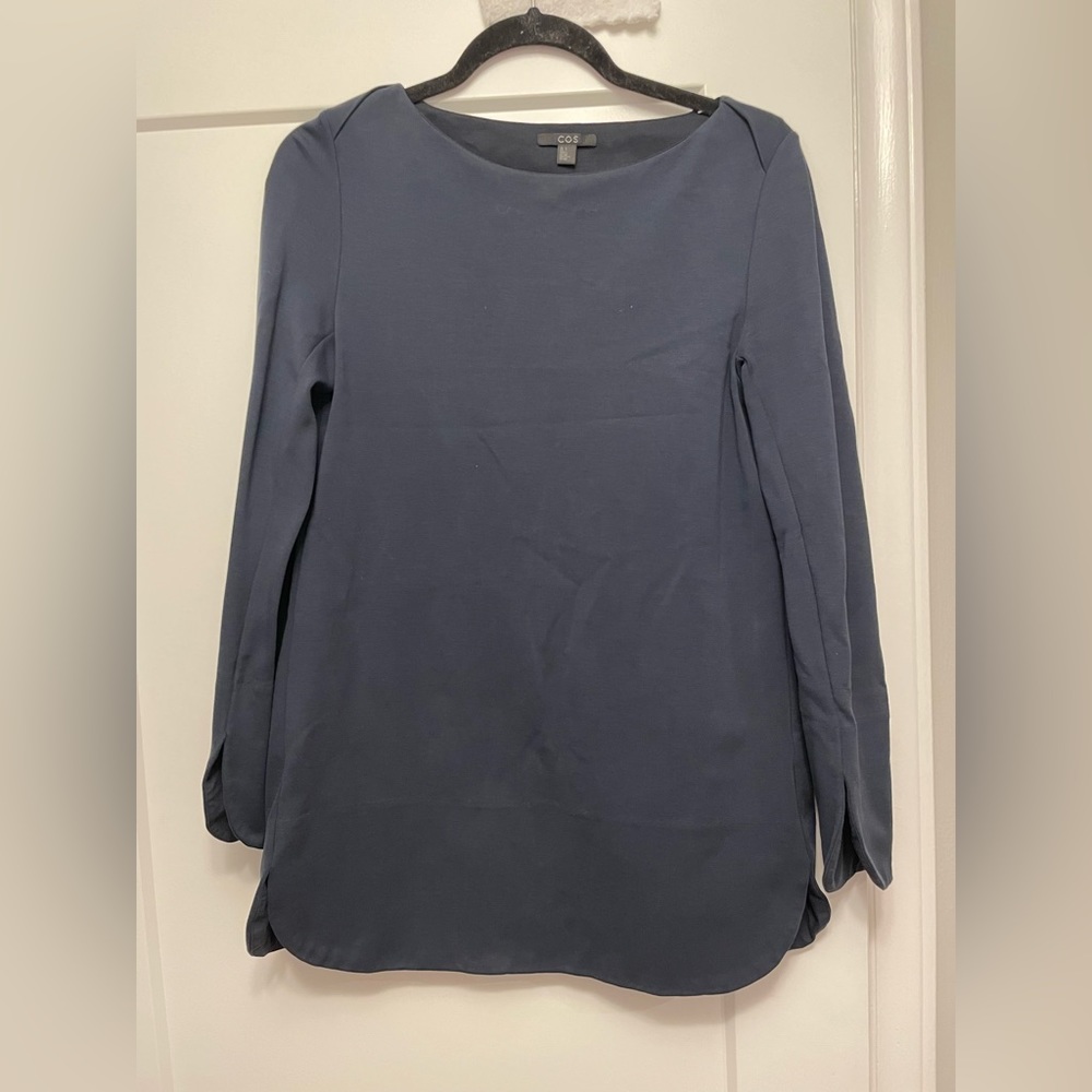 COS Navy Long Sleeve Top